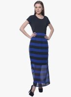 Meira Blue Colored Solid Maxi Dress