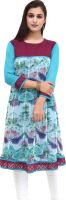 Missprint Embroidered Women's Anarkali Kurta(Maroon, Blue)