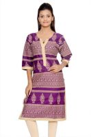 Morcee Casual Printed Women's Kurti(Purple)