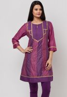 Mustard Gold Block Printed Ethnic Chanderi Kurta