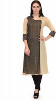 Natty India Casual Solid Women's Kurti(Beige, Black)