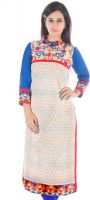 Nextar Casual Embroidered, Printed Women's Kurti(Blue, Multicolor) Nextar Casual Embroidered, Printed Women's Kurti(Blue, Multicolor)
