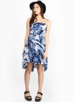 Only Blue Colored Printed Asymmetric Dress
