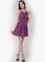 Only Purple Colored Solid Skater Dress
