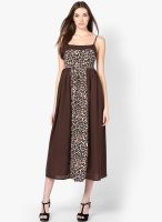 Palette Brown Colored Printed Maxi Dress