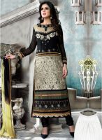 Parisha Black Embroidered Dress Material