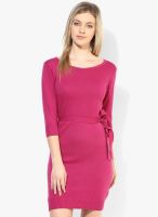 Park Avenue Maroon Colored Solid Shift Dress