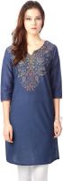 People Printed Women's Kurti(Blue)