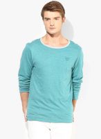 Pepe Jeans Green Solid Round Neck T-Shirts