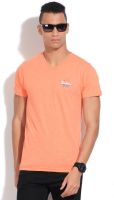 Pepe Solid Men's V-neck Orange T-Shirt