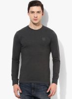 Peter England Dark Grey Round Neck T-Shirt