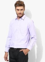 Peter England Purple Striped Regular Fit Formal Shirt