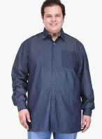 Pluss Solid Blue Casual Shirt