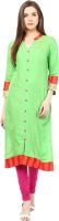 Prakhya Solid Women's Straight Kurta(Green)