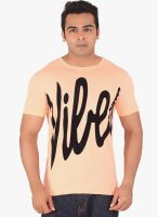 Radbone Peach Printed Round Neck T-Shirt