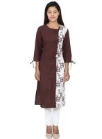 Radha's Formal Geometric Print Women's Kurti(Brown)