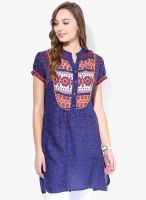 Rain & Rainbow Blue Printed Rayon Kurtis