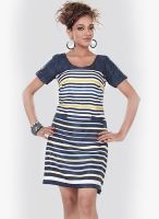 Raindrops Blue Colored Striped Shift Dress