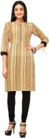 Rene Party Geometric Print Women's Kurti(Yellow)