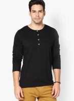 Rigo Black Solid Henley T-Shirt