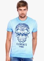 Rookies Blue Printed Round Neck T-Shirt