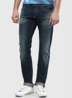 Rookies Solid Blue Slim Fit Jeans