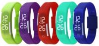 SBA Entice 2154 Pack of 5 Led Color Silicone Digital Watch - For Boys, Men, Girls, Women