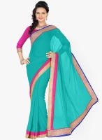 Saree Swarg Blue Solid Saree