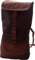 Shiny Collection 100% Goat Leather 20.5 L Backpack(Dark Tan)