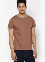 Smiley Brown Round Neck T-Shirt