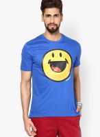 Smiley World Blue Crew Neck T Shirt