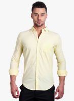 Solemio Yellow Solid Slim Fit Casual Shirt