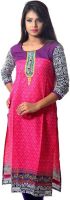 Span Casual Printed Women's Kurti(Pink)