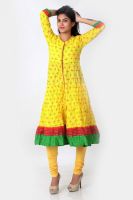 Span Casual Printed Women's Kurti(Yellow)