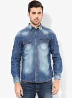 Spykar Blue Regular Fit Denim Shirt