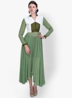 Sugar Her Green Colored Solid Asymmetric Dress