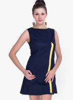 Sugar Her Navy Blue Colored Solid Shift Dress