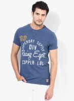 Superdry Blue Printed Round Neck T-Shirts