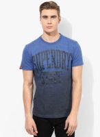 Superdry Blue Printed Round Neck T-Shirt