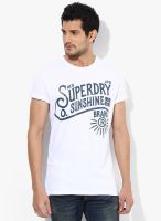 Superdry White Printed Round Neck T-Shirts