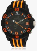 Swiss Design Swiss Design Analog & Digital Black Orange Watch
