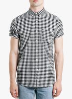 TOPMAN Black Checks Regular Fit Casual Shirt