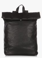 TOPMAN Black Premium Leather Look Backpack