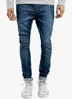 TOPMAN Blue Mid Rise Skinny Fit Jeans