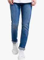 TOPMAN Blue Mid Rise Skinny Fit Jeans