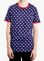 TOPMAN Blue Printed Round Neck T-Shirt