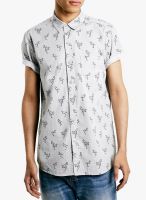 TOPMAN Grey Printed Regular Fit Casual Shirt