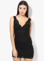 TOPSHOP Black Embroidered Shift Dress