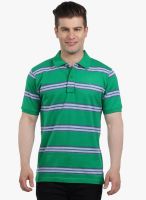 The Cotton Company Green Striped Polo T-Shirt