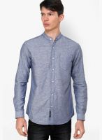 The Indian Garage Co. Navy Blue Slim Fit Casual Shirt